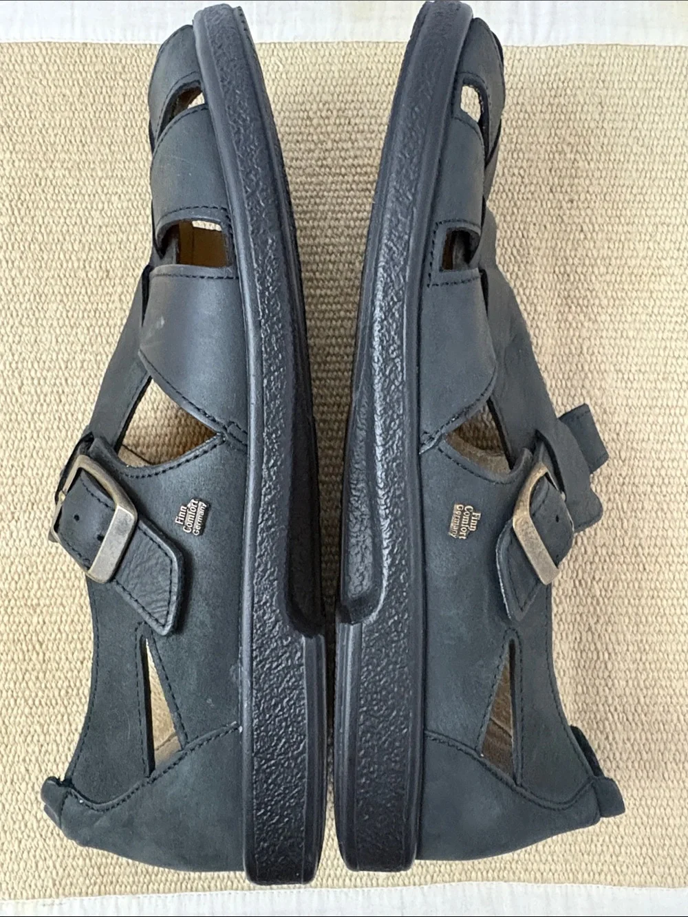 Finn Comfort Orthopedic Black Leather Closed-Toe Fisherman Sandals 7.5 Euro38
